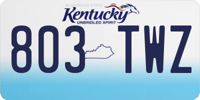 KY license plate 803TWZ