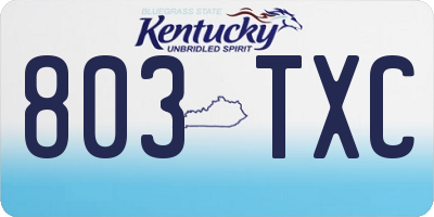 KY license plate 803TXC
