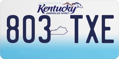 KY license plate 803TXE