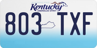 KY license plate 803TXF