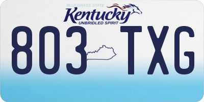 KY license plate 803TXG