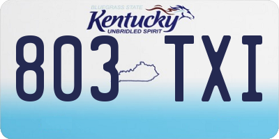 KY license plate 803TXI
