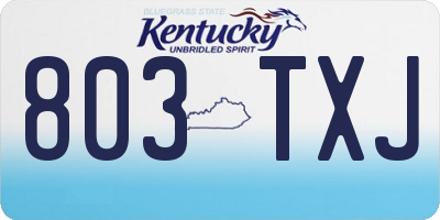 KY license plate 803TXJ