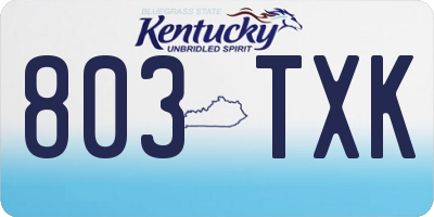 KY license plate 803TXK