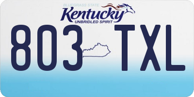 KY license plate 803TXL