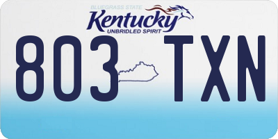 KY license plate 803TXN