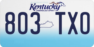 KY license plate 803TXO