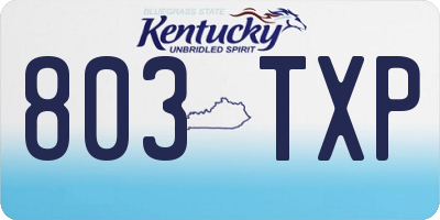 KY license plate 803TXP
