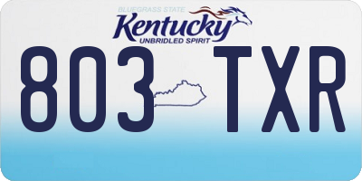 KY license plate 803TXR