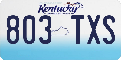 KY license plate 803TXS
