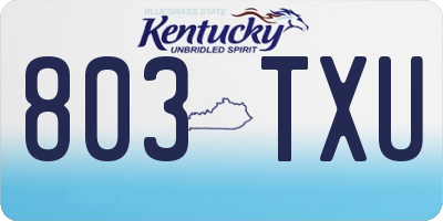 KY license plate 803TXU