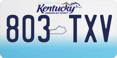 KY license plate 803TXV
