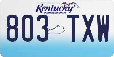 KY license plate 803TXW