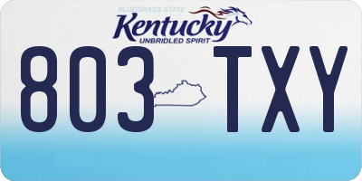 KY license plate 803TXY
