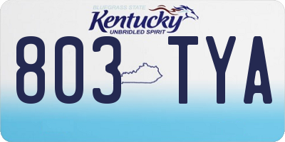 KY license plate 803TYA