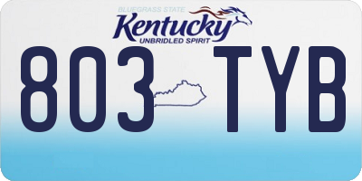 KY license plate 803TYB