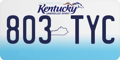 KY license plate 803TYC