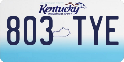 KY license plate 803TYE