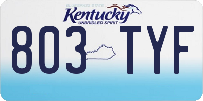 KY license plate 803TYF