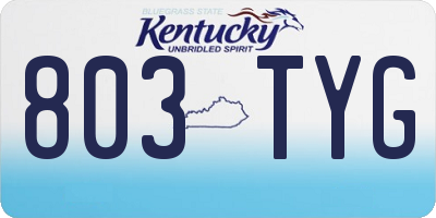 KY license plate 803TYG