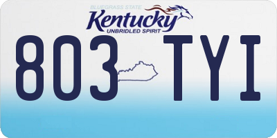 KY license plate 803TYI