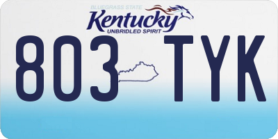KY license plate 803TYK