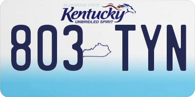 KY license plate 803TYN