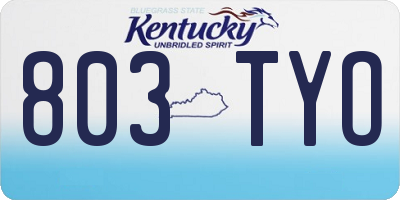KY license plate 803TYO