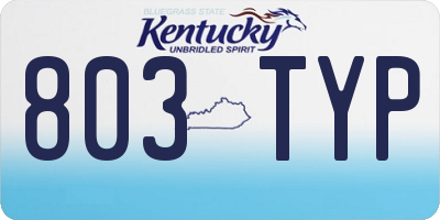 KY license plate 803TYP