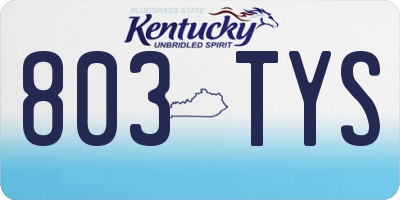 KY license plate 803TYS