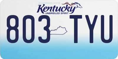KY license plate 803TYU