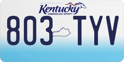 KY license plate 803TYV