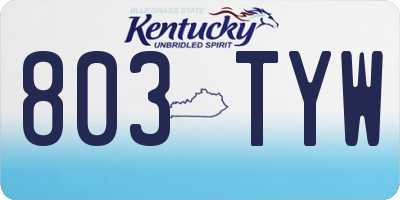 KY license plate 803TYW