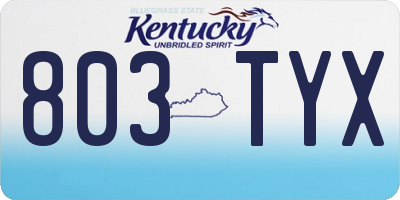 KY license plate 803TYX