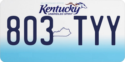 KY license plate 803TYY