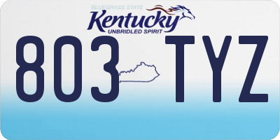 KY license plate 803TYZ
