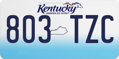 KY license plate 803TZC
