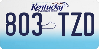 KY license plate 803TZD