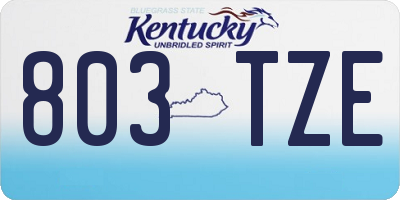 KY license plate 803TZE