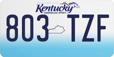 KY license plate 803TZF