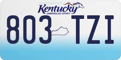 KY license plate 803TZI