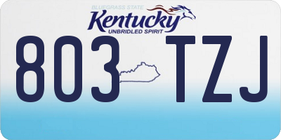 KY license plate 803TZJ