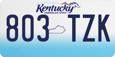 KY license plate 803TZK