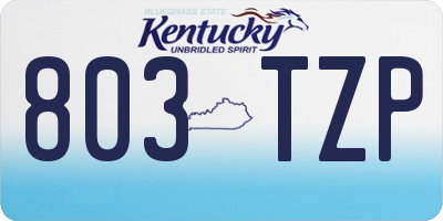 KY license plate 803TZP
