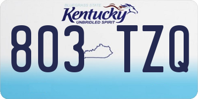 KY license plate 803TZQ
