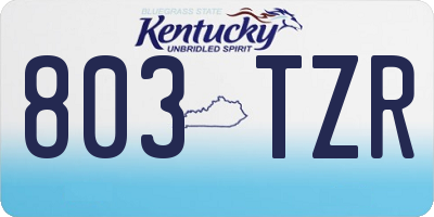 KY license plate 803TZR