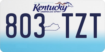 KY license plate 803TZT