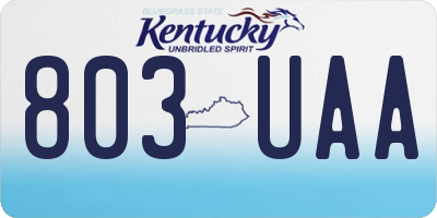 KY license plate 803UAA