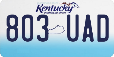 KY license plate 803UAD