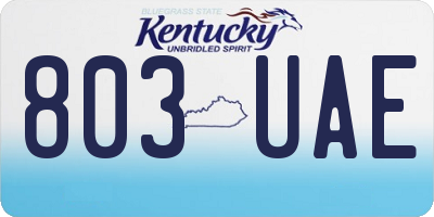KY license plate 803UAE